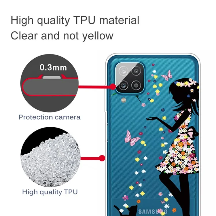 Tampa de Proteção Telefônica Flexível de TPU Para Samsung Galaxy A12 - Beleza