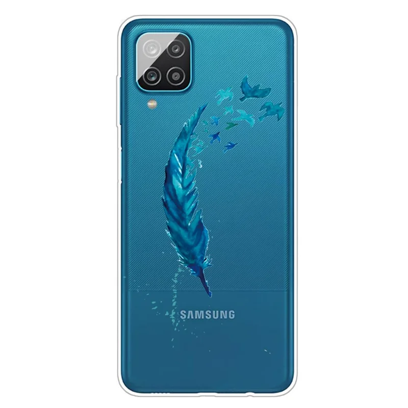 Patterned Flexible TPU Phone Protective Cover for Samsung Galaxy A12 - Feather