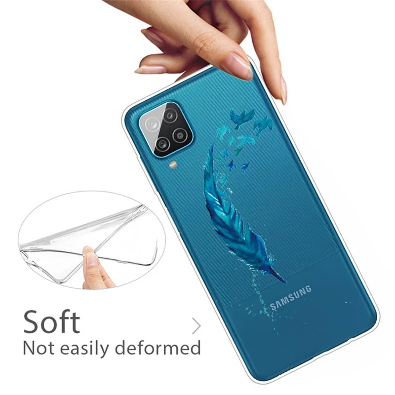 Patterned Flexible TPU Phone Protective Cover for Samsung Galaxy A12 - Feather