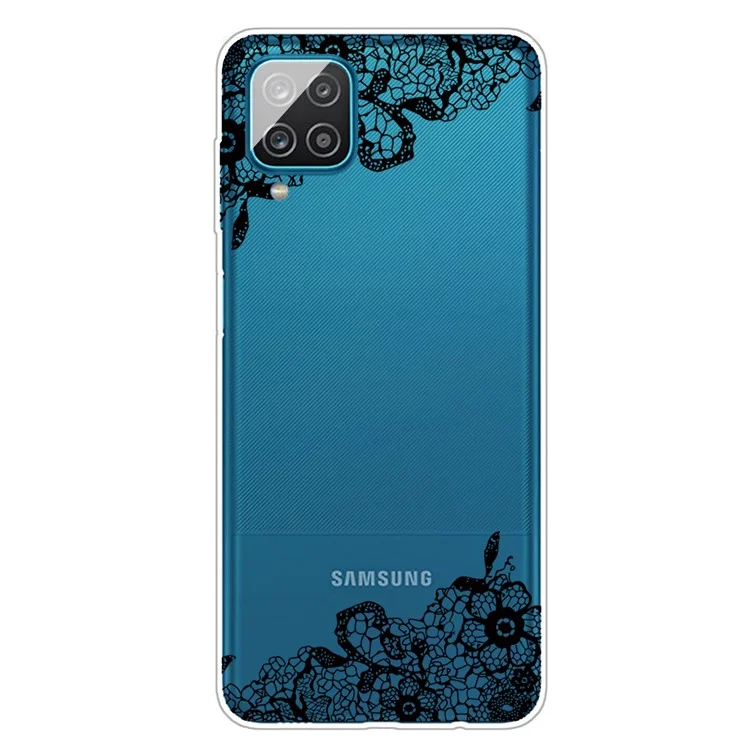 Gemusterte Flexible TPU -telefonschutzabdeckung Für Samsung Galaxy A12 - Spitzenblume