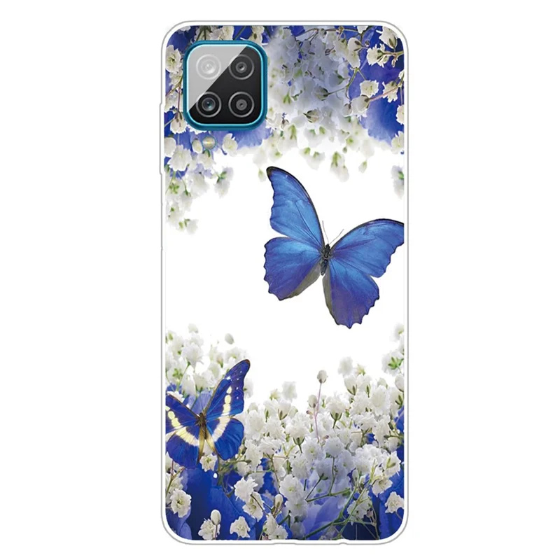 Patterned Soft TPU Phone Protective Cover for Samsung Galaxy A12 - Blue Butterfly