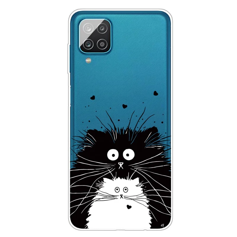 Patterned Soft TPU Phone Protective Cover for Samsung Galaxy A12 - Two Cats