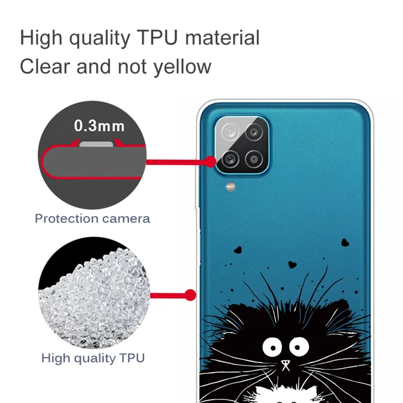 Patterned Soft TPU Phone Protective Cover for Samsung Galaxy A12 - Two Cats