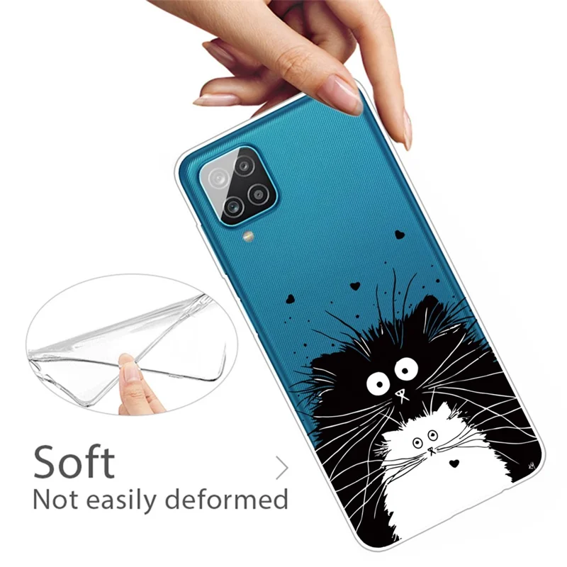 Patterned Soft TPU Phone Protective Cover for Samsung Galaxy A12 - Two Cats