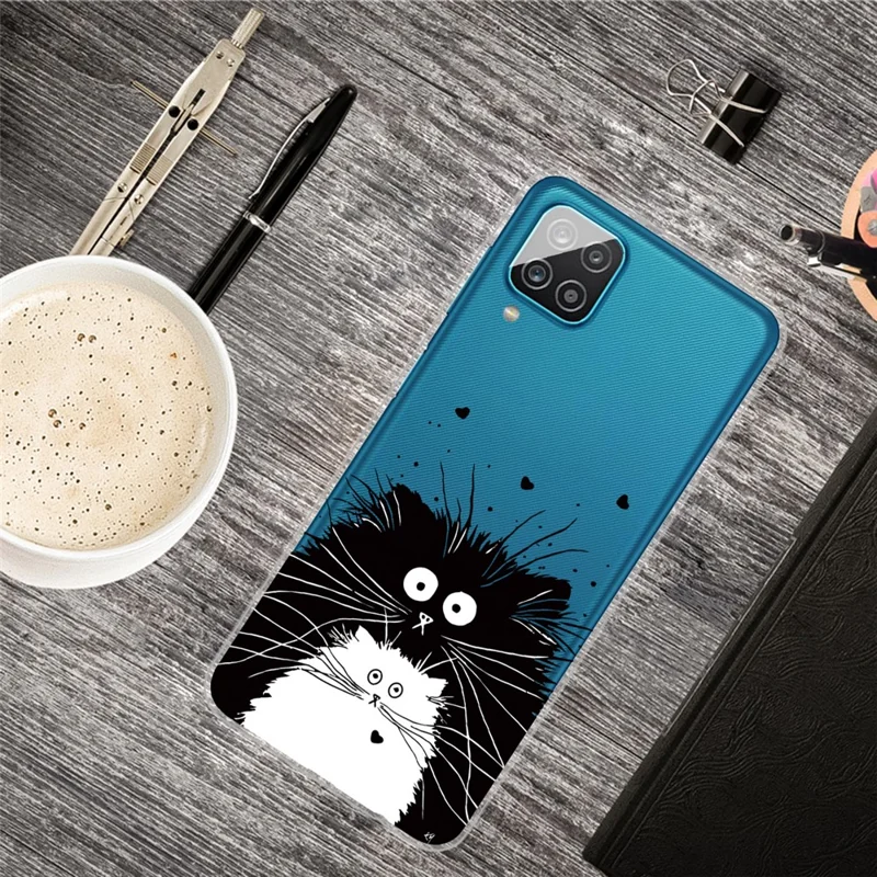 Patterned Soft TPU Phone Protective Cover for Samsung Galaxy A12 - Two Cats