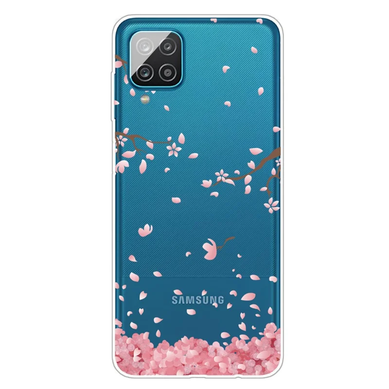 Pattern Printing Flexible TPU Shell for Samsung Galaxy A12 Phone Protective Cover - Fallen Flowers
