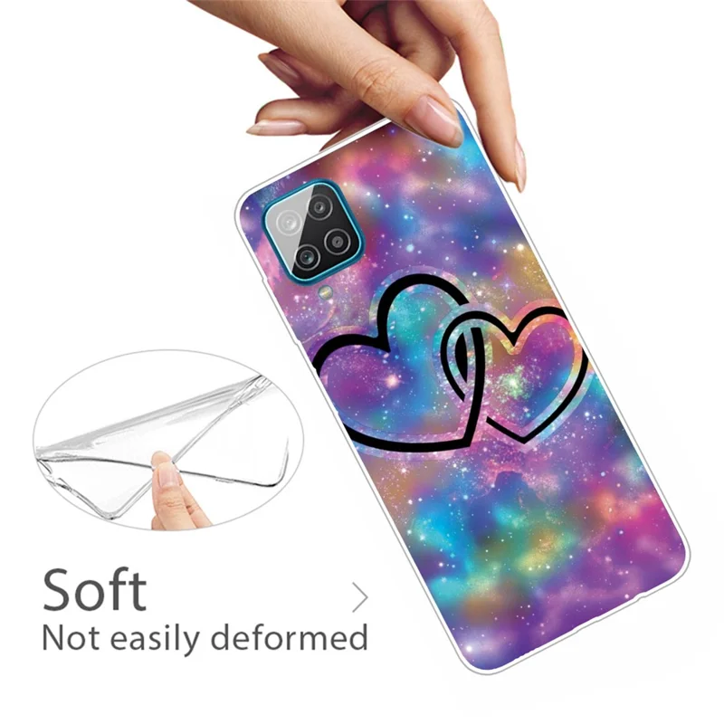 High Transmittance Shell for Samsung Galaxy A12 Pattern Printing TPU Phone Case - Heart