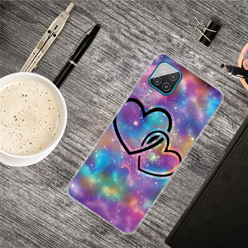 High Transmittance Shell for Samsung Galaxy A12 Pattern Printing TPU Phone Case - Heart