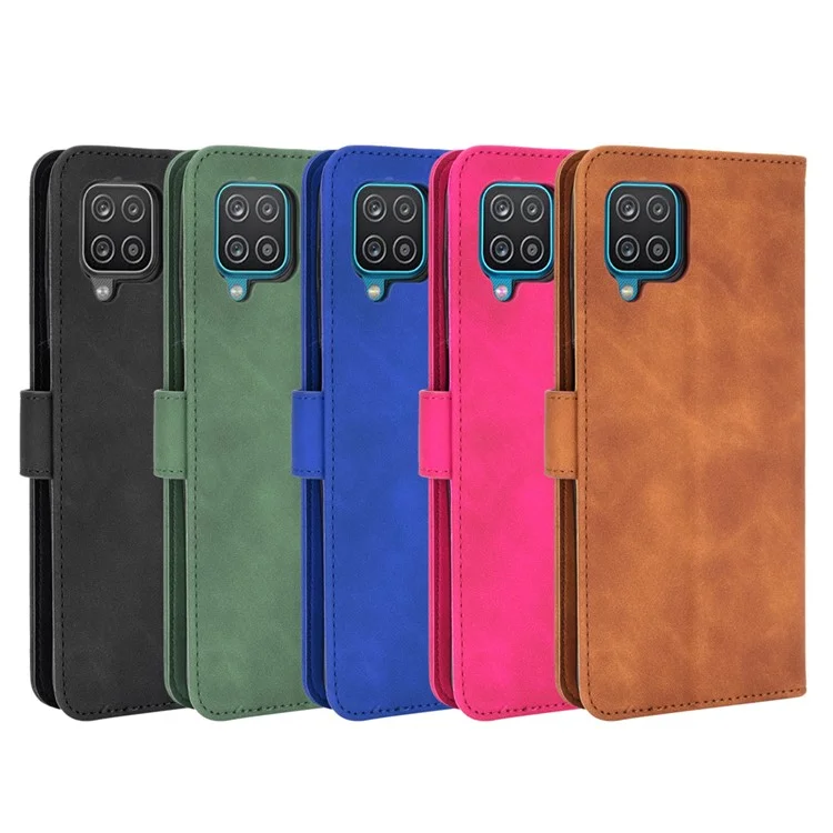 Casca de Couro de Toque Cutânea Para a Capa do Telefone da Carteira Galaxy A12/M12 da Samsung A12/M12 - Preto