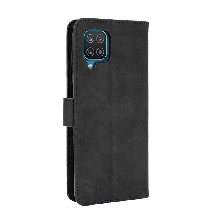 Casca de Couro de Toque Cutânea Para a Capa do Telefone da Carteira Galaxy A12/M12 da Samsung A12/M12 - Preto