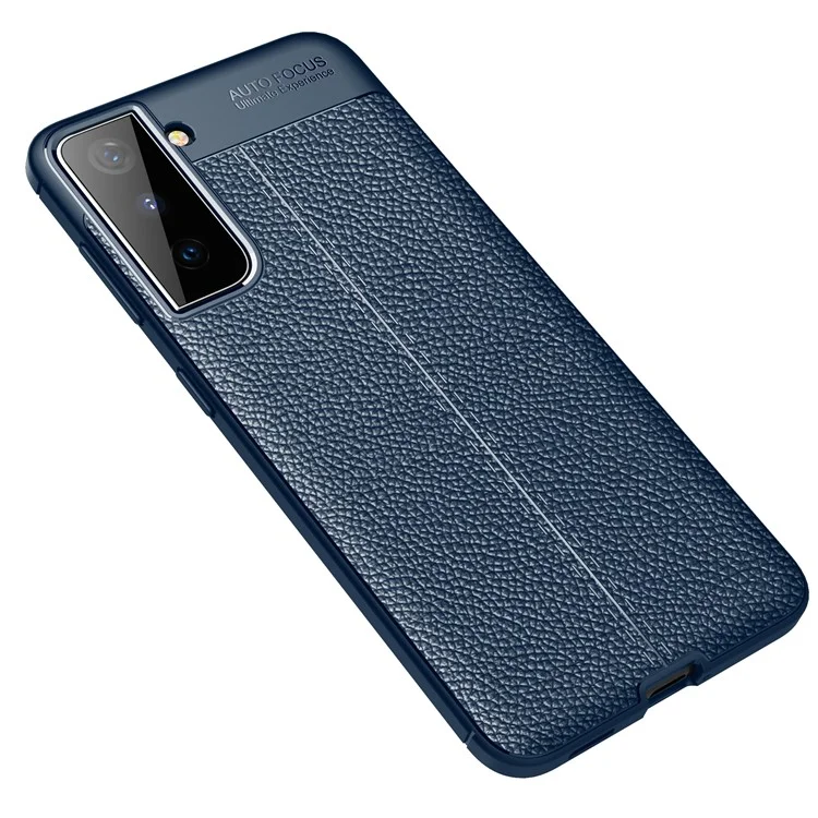 Litchi Texture Soft TPU Shell Para Samsung Galaxy S21 4G/5G Cubierta Protector - Azul