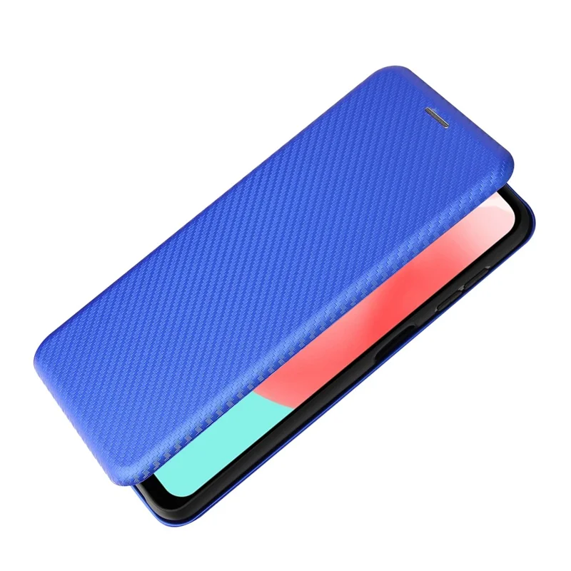 Carbon Fiber Leather Auto-absorbed Case with Card Holder for Samsung Galaxy A32 5G / M32 5G - Blue