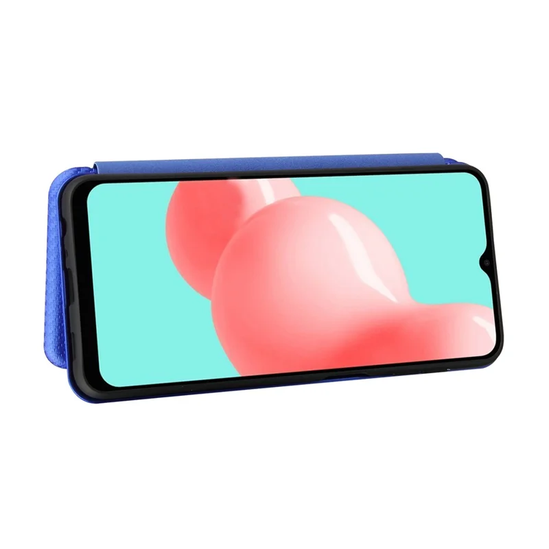 Carbon Fiber Leather Auto-absorbed Case with Card Holder for Samsung Galaxy A32 5G / M32 5G - Blue