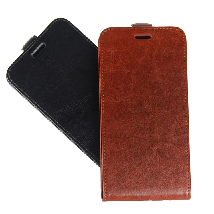 Custodia Crazy Horse Texture Flip Verticale per Samsung Galaxy A12 - Marrone