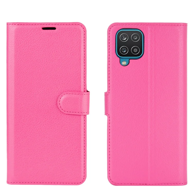 Wallet Stand Litchi Texture Phone Protective Shell for Samsung Galaxy A12 / M12 Multi-Color Surface Cell Phone Accessory - Rose