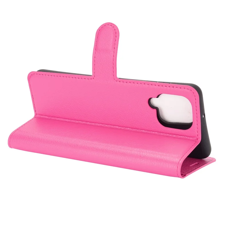Wallet Stand Litchi Texture Phone Protective Shell for Samsung Galaxy A12 / M12 Multi-Color Surface Cell Phone Accessory - Rose