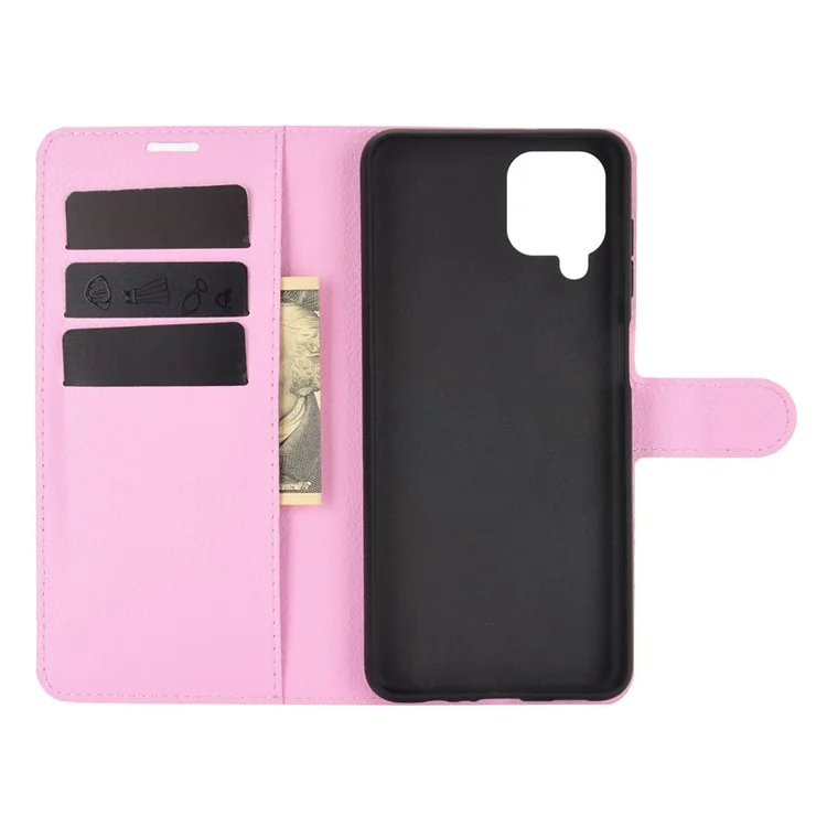 Guscio di protezione del telefono con trama in pelle litchi per Samsung Galaxy A12/M12 Accessorio per telefono cellulare a superficie multicolore - Rosa