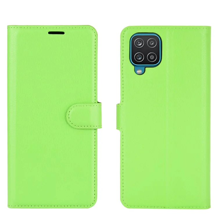 Wallet Stand Litchi Texture Phone Protective Shell for Samsung Galaxy A12 / M12 Multi-Color Surface Cell Phone Accessory - Green