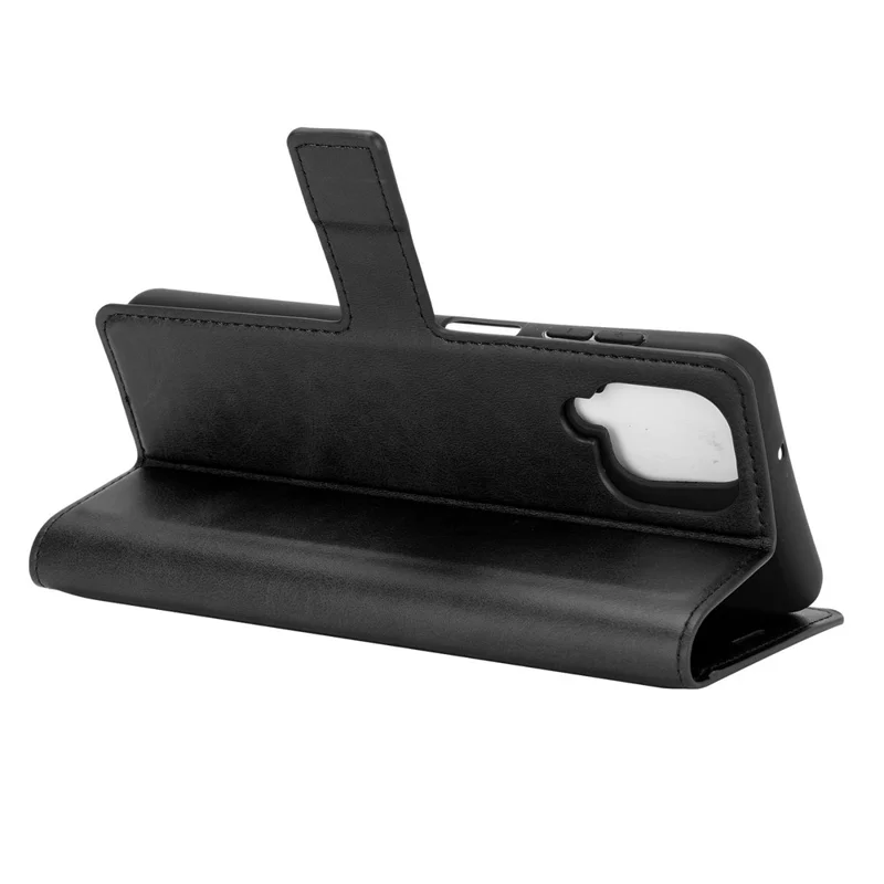 TPU + PU Leather Phone Stand Cover for Samsung Galaxy A12 - Black