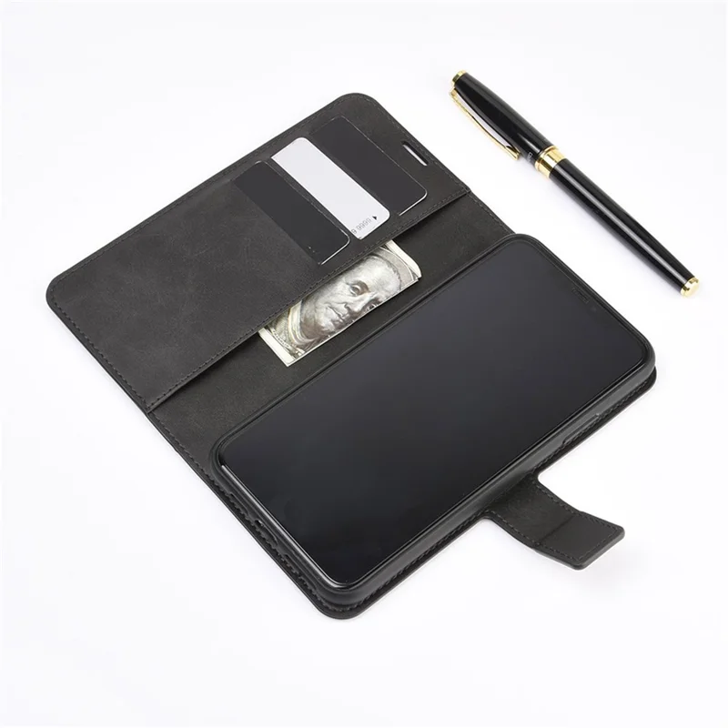 TPU + PU Leather Phone Stand Cover for Samsung Galaxy A12 - Black