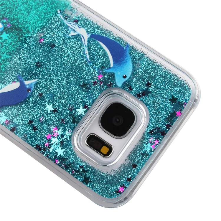 Dynamic Glitter Powder and Stars Hard Back Case for Samsung Galaxy S7 edge G935 - Dolphin