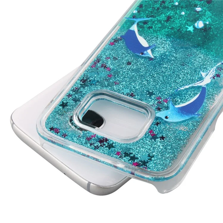 Dynamic Glitter Powder and Stars Hard Back Case for Samsung Galaxy S7 edge G935 - Dolphin