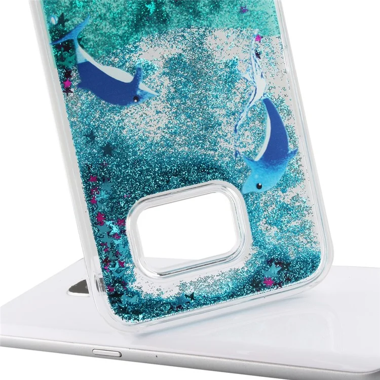 Dynamic Glitter Powder and Stars Hard Back Case for Samsung Galaxy S7 edge G935 - Dolphin