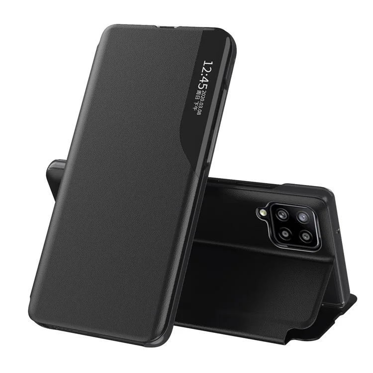Afficher La Fenêtre Flip Cuir Stand Cover Cover Pour Samsung Galaxy A42 5G - Noir