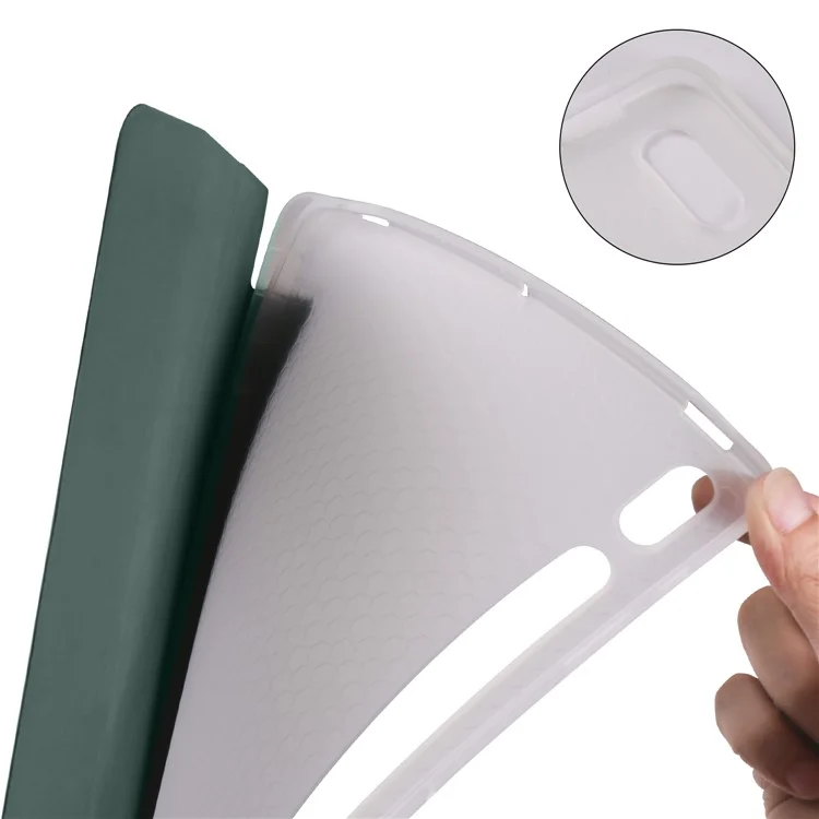 Tri-fold Stand Leather Smart Case with Pen Slot for Samsung Galaxy Tab S7+ - Green