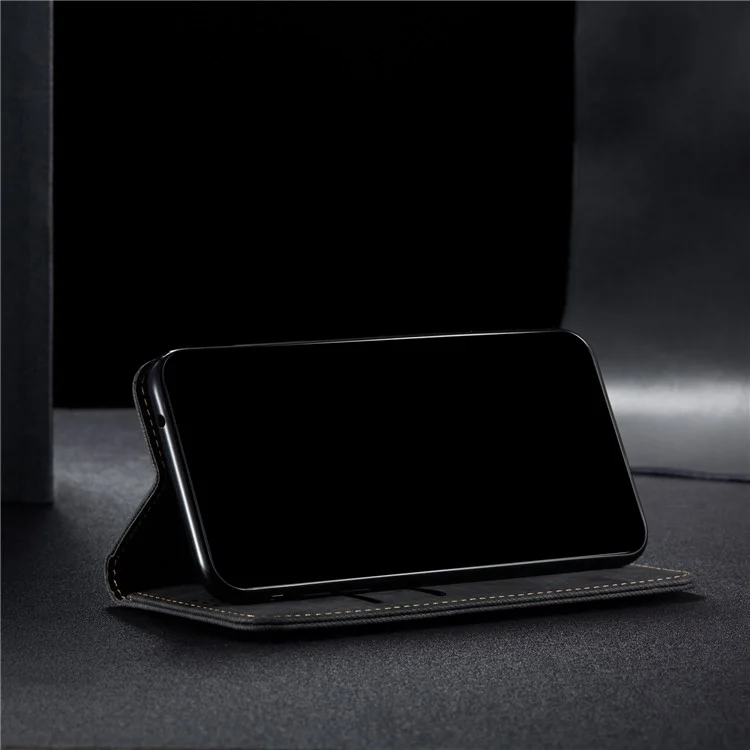 Style Vintage Pour Samsung Galaxy S21 4g / 5g Jeans Texture Texture Portefeuille Couverture Téléphon - le Noir