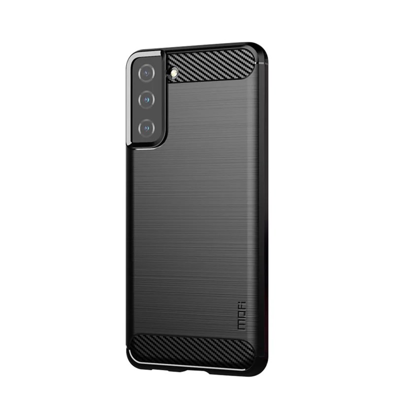 MOFI Carbon Fiber Textur TPU Rückseite Handyhülle für Samsung Galaxy S21 4G/5G - Schwarz