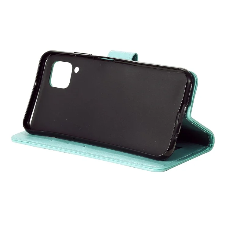 Imprinted Mandala Flower Wallet Leather Case with Strap for Samsung Galaxy A12/M12 - Green