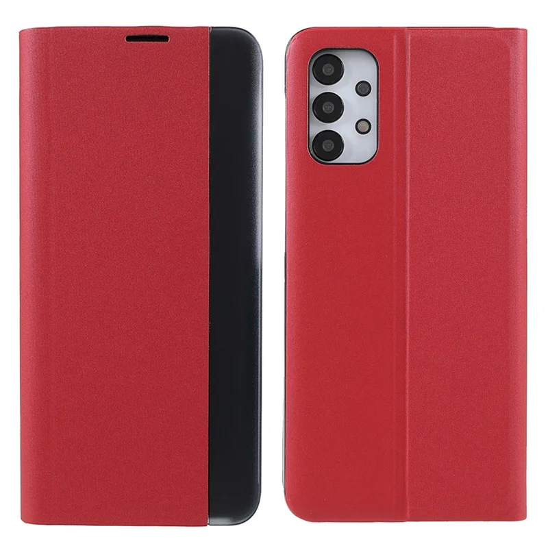 For Samsung Galaxy A13 5G / A32 5G / M32 5G View Window Leather Stand Phone Case - Red