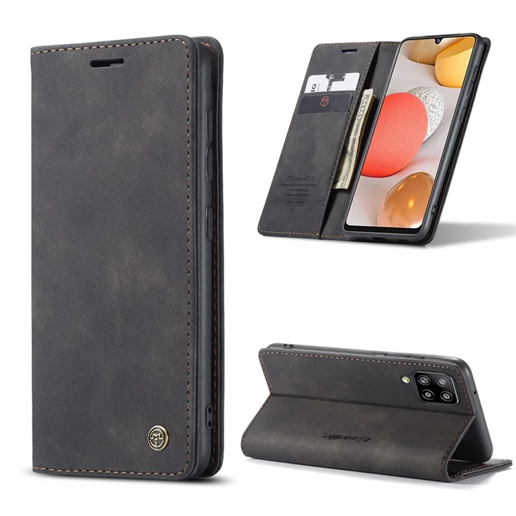 Serie Caseme 013 Series Auto-absorzed Leather Whatet Case Per Samsung Galaxy A42 5G - Nero