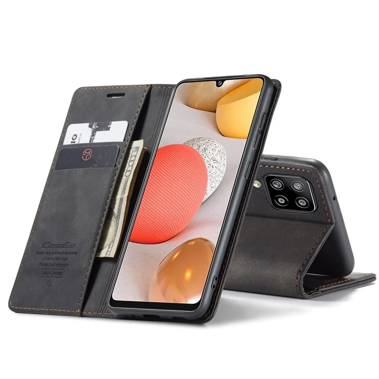 Serie Caseme 013 Series Auto-absorzed Leather Whatet Case Per Samsung Galaxy A42 5G - Nero