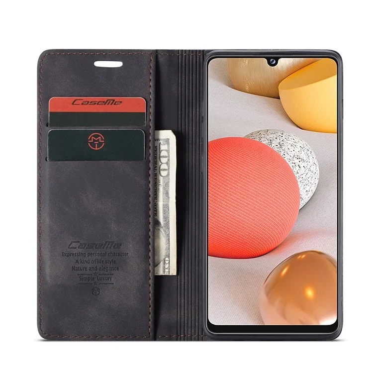 Serie Caseme 013 Series Auto-absorzed Leather Whatet Case Per Samsung Galaxy A42 5G - Nero