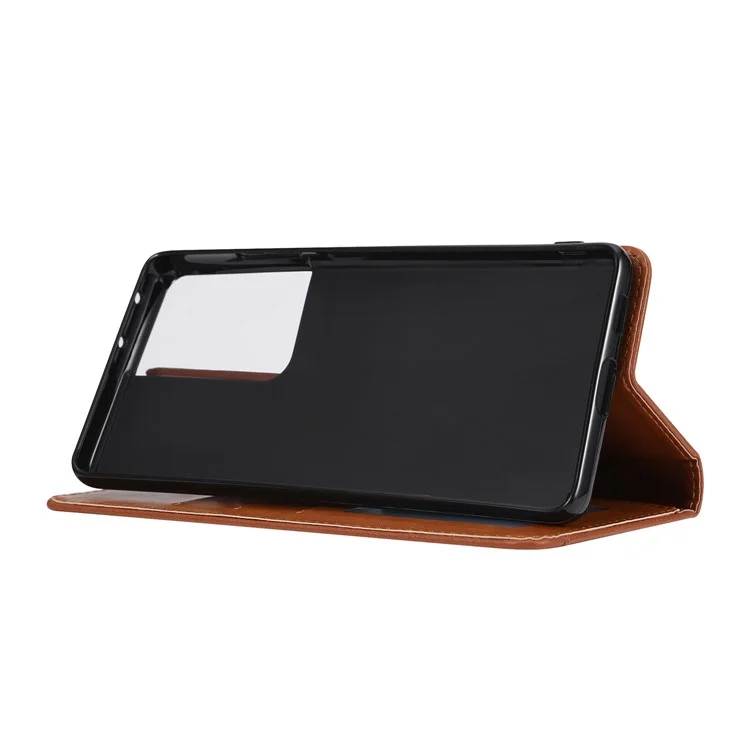 Varera de Teléfono de Cuero de Billetera Autoabsorbida Para Samsung Galaxy S21 Ultra 5G - Negro