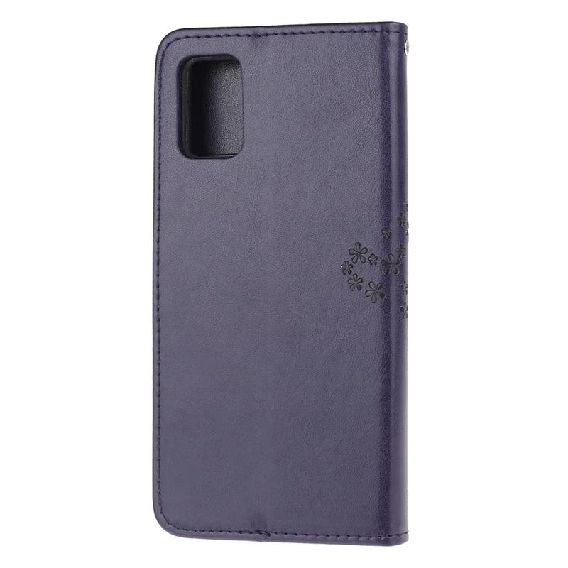 Imprint Tree Owl Pattern Leather Stylish Wallet Case for Samsung Galaxy A52 4G/5G / A52s 5G - Dark Blue