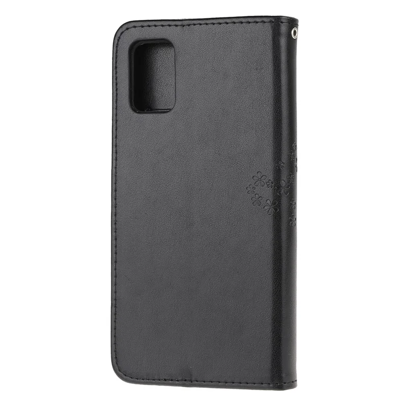 Imprint Tree Owl Pattern Leather Stylish Wallet Case for Samsung Galaxy A52 4G/5G / A52s 5G - Black