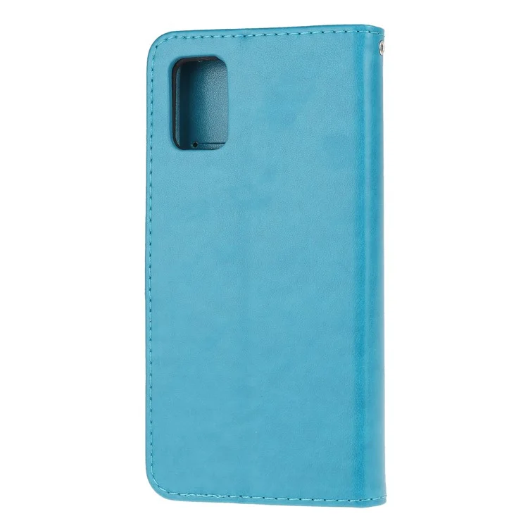 Imprint Butterfly Flowers Leather Wallet Phone Cover pour Samsung Galaxy A32 5G / M32 5G - Bleu