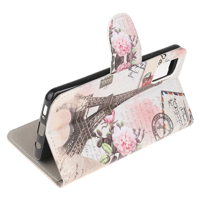 غطاء جلد بطبعة متقاطعة واقٍ بحامل لهاتف سامسونج جالاكسي A32 5G / M32 5G - برج إيفل