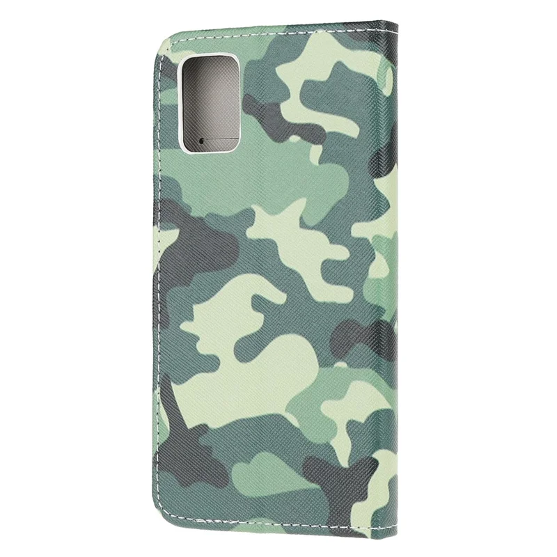 Printing Cross Texture Stand Protector for Samsung Galaxy A52 4G/5G / A52s 5G Leather Cover - Camouflage Pattern