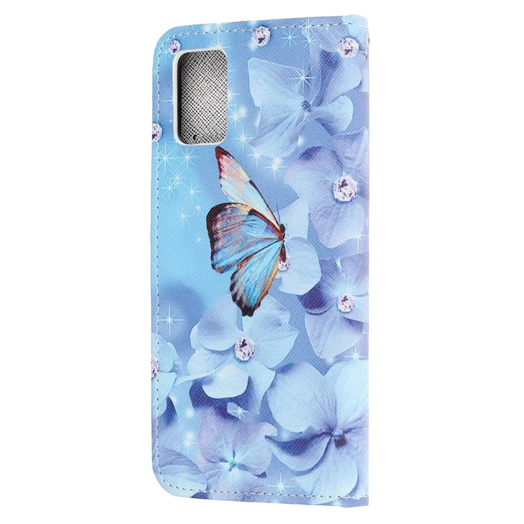 Pattern Protector for Samsung Galaxy A52 4G/5G / A52s 5G Cross Texture Leather Wallet Case - Butterfly and Flowers