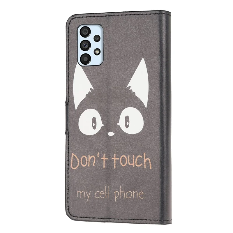 Pattern Printing Wallet Leather Phone Shell for Samsung Galaxy A52 4G/5G / A52s 5G Cell Phone Accessory - Don't Touch My Cell Phone