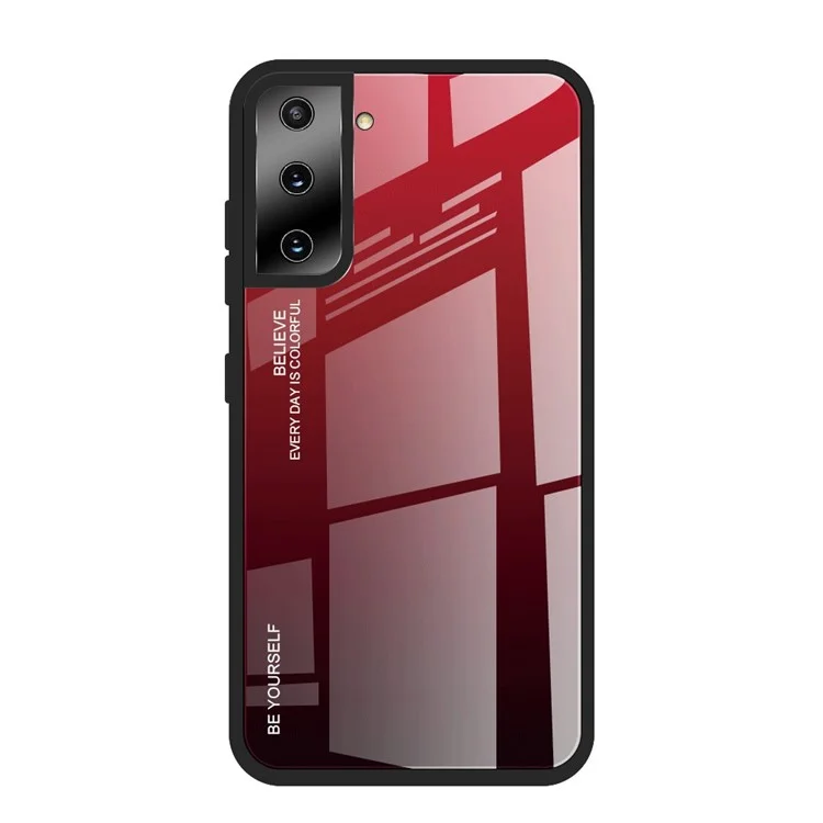 TPU Edge + Color Gradient Pattern Temped Glass Temped Case Per Samsung Galaxy S21 Plus 5G - Rosso Nero