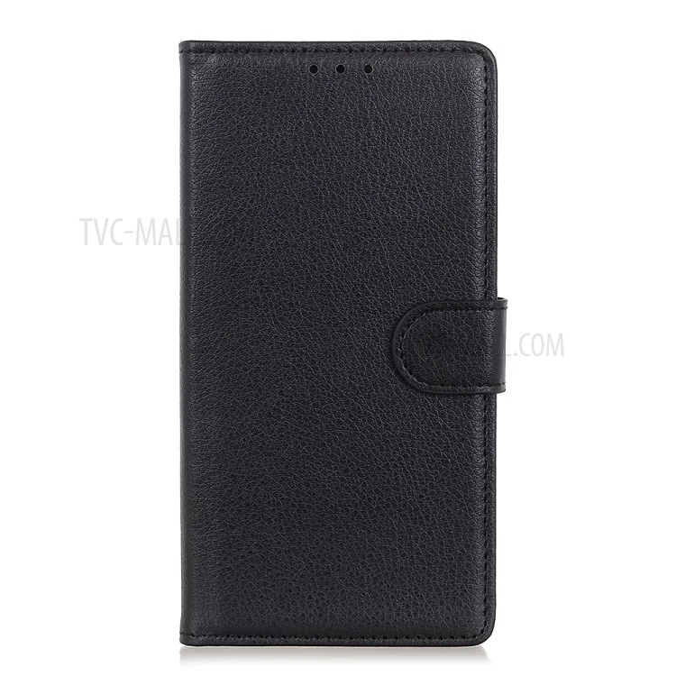 Étui de portefeuille en cuir de texture de litchi de style classique pour Samsung Galaxy A72 4G/5G - Noir