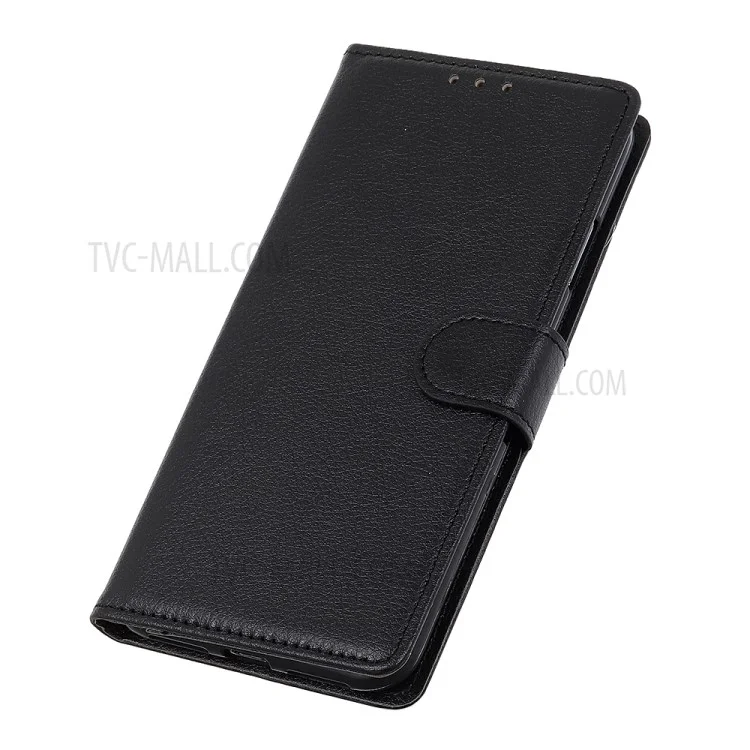 Étui de portefeuille en cuir de texture de litchi de style classique pour Samsung Galaxy A72 4G/5G - Noir