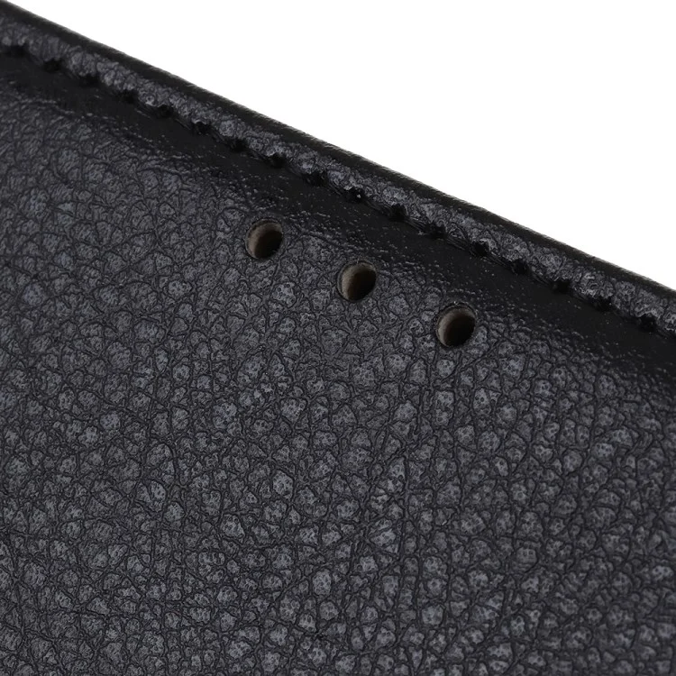 Étui de portefeuille en cuir de texture de litchi de style classique pour Samsung Galaxy A72 4G/5G - Noir