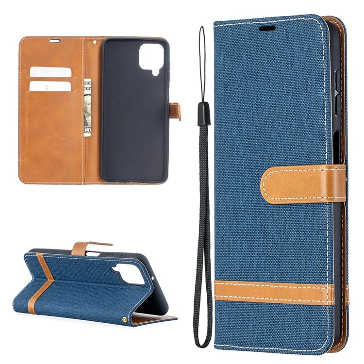 Custodia Per Samsung Galaxy A12 Coperchio Perchiettolo Parlaschio Perchiale Perchiale Chura Chean - Blu Scuro