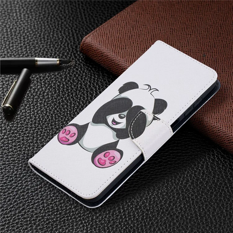 Pattern Printing Wallet Stand Flip Leather Phone Shell for Samsung Galaxy A12 - Baby Panda